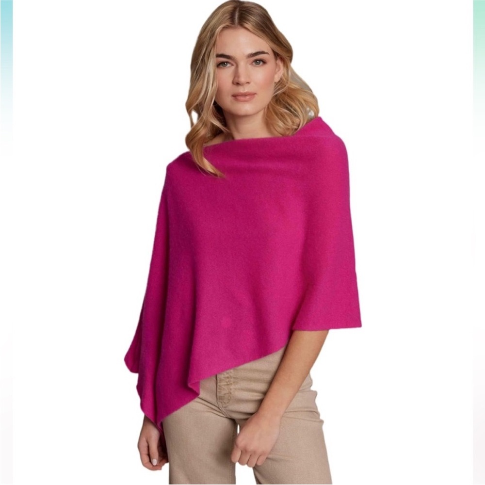 Alashan 100% Cashmere Draped Dress Topper in Dragon Fruit OS NWT